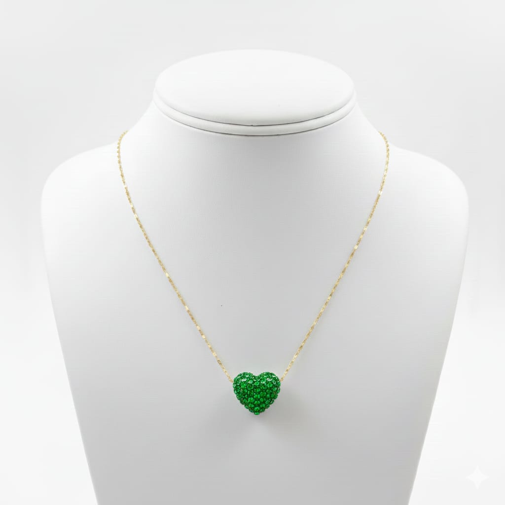 18k Gold Heart Swarovski Necklace - 18k Gold Necklace - Embellish Gold Jewelry & Diamond