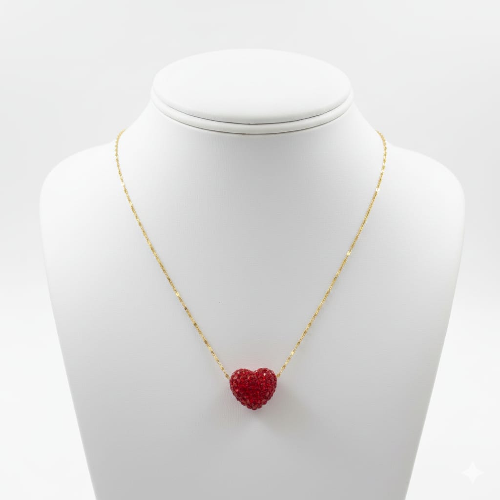 18k Gold Heart Swarovski Necklace - 18k Gold Necklace - Embellish Gold Jewelry & Diamond