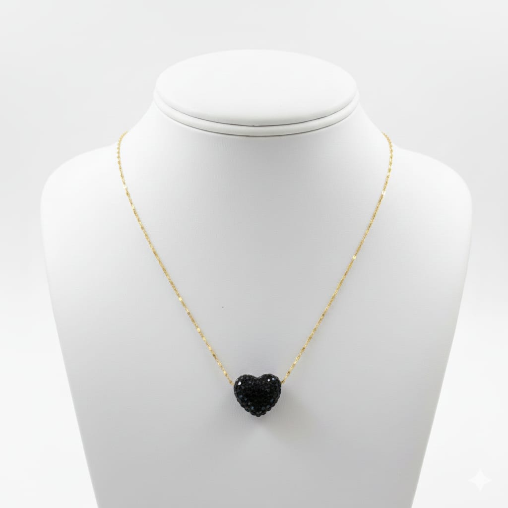 18k Gold Heart Swarovski Necklace - 18k Gold Necklace - Embellish Gold Jewelry & Diamond