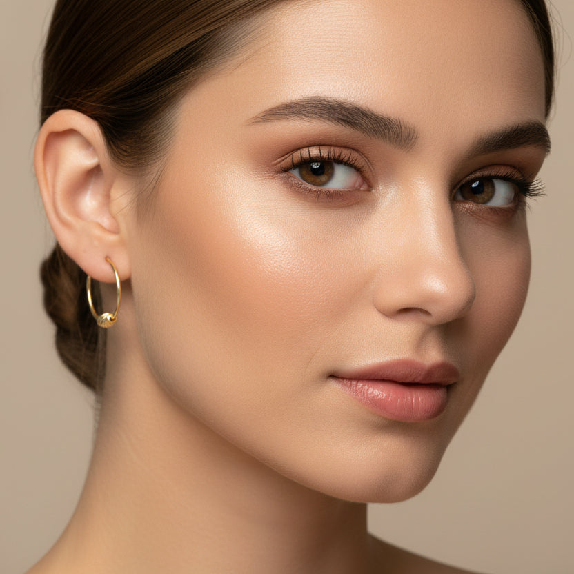 18k Gold Spiral Inspired Loop Earrings - 18k Gold Earrings - Embellish Gold Jewelry & Diamond