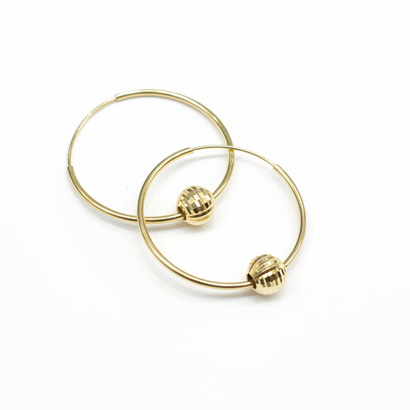 18k Gold Ball Loop Earrings - 18k Gold Earrings - Embellish Gold Jewelry & Diamond
