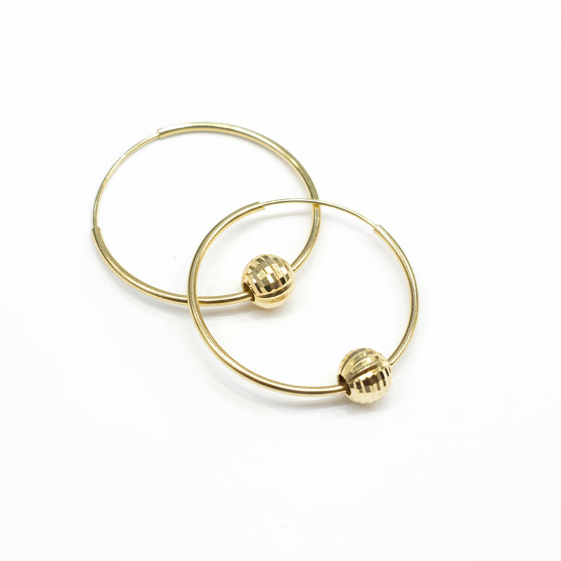 18k Gold Ball Loop Earrings - 18k Gold Earrings - Embellish Gold Jewelry & Diamond