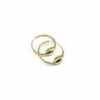 Gold hoop earrings on a light gray background with weight and code text.