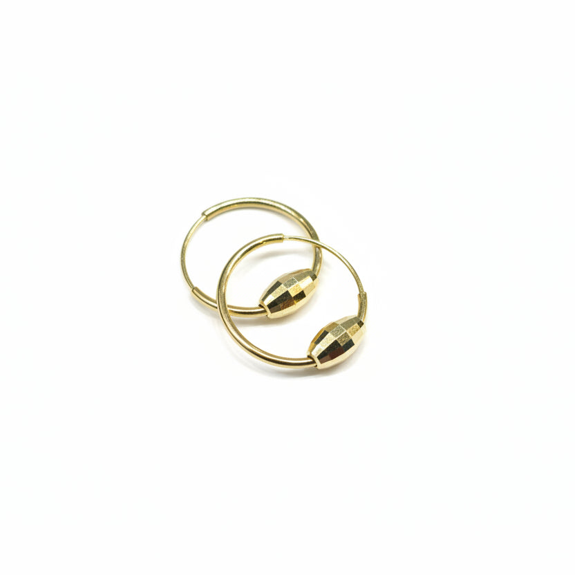 18k Gold Dia Cut Loop Earrings - 18k Gold Earrings - Embellish Gold Jewelry & Diamond
