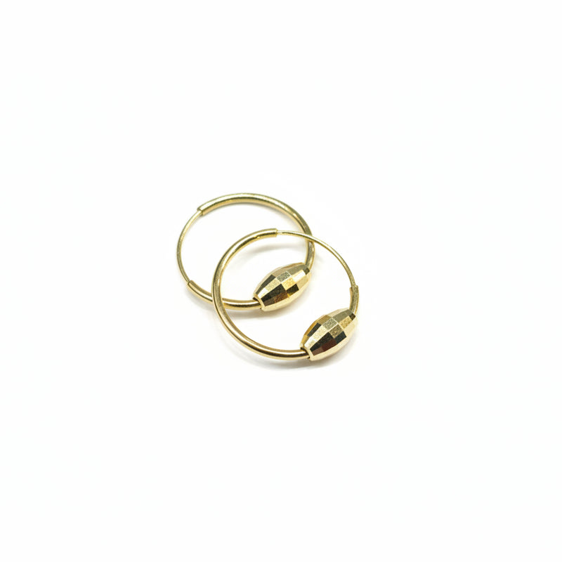 18k Gold Dia Cut Loop Earrings - مجموعة احتفالية - Embellish Gold Jewelry & Diamond