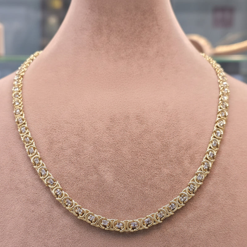 18k Gold 2 Tone Versace Chain - 18k Gold Chain - Embellish Gold Jewelry & Diamond