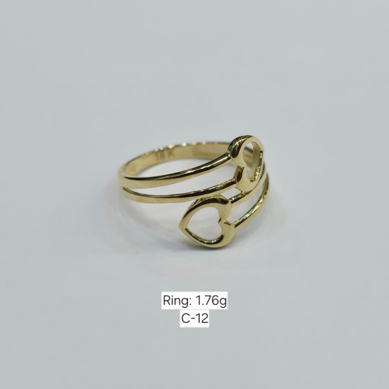 18k Gold Double Edge Heart Ring