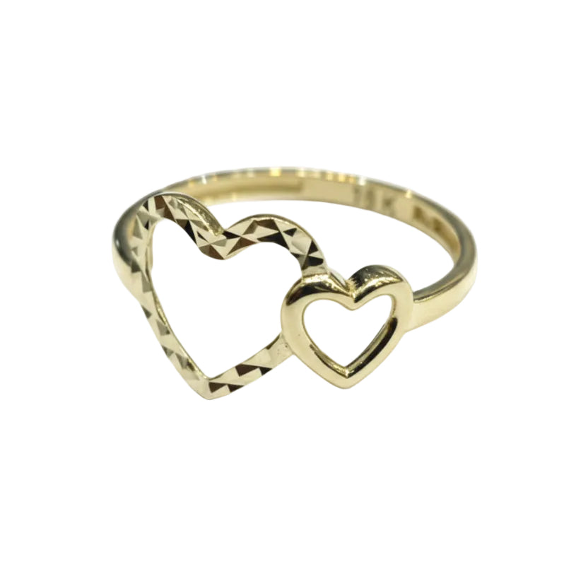18k Gold Side by Side Heart Ring - Best Seller - Embellish Gold Jewelry & Diamond