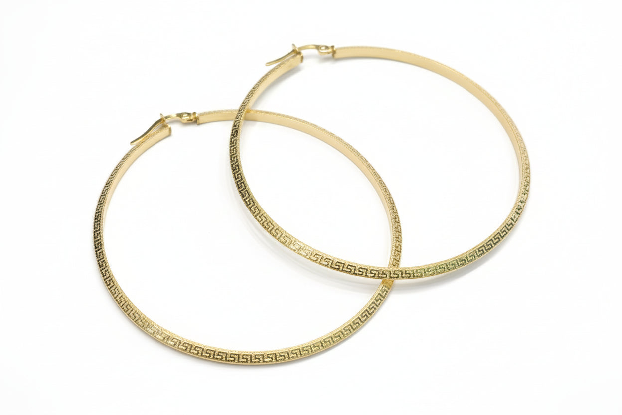 18k Gold Big Maze Loop Earrings