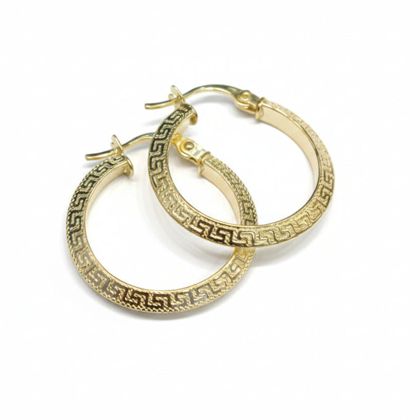 18k Gold Round Maze Loop Earrings 2