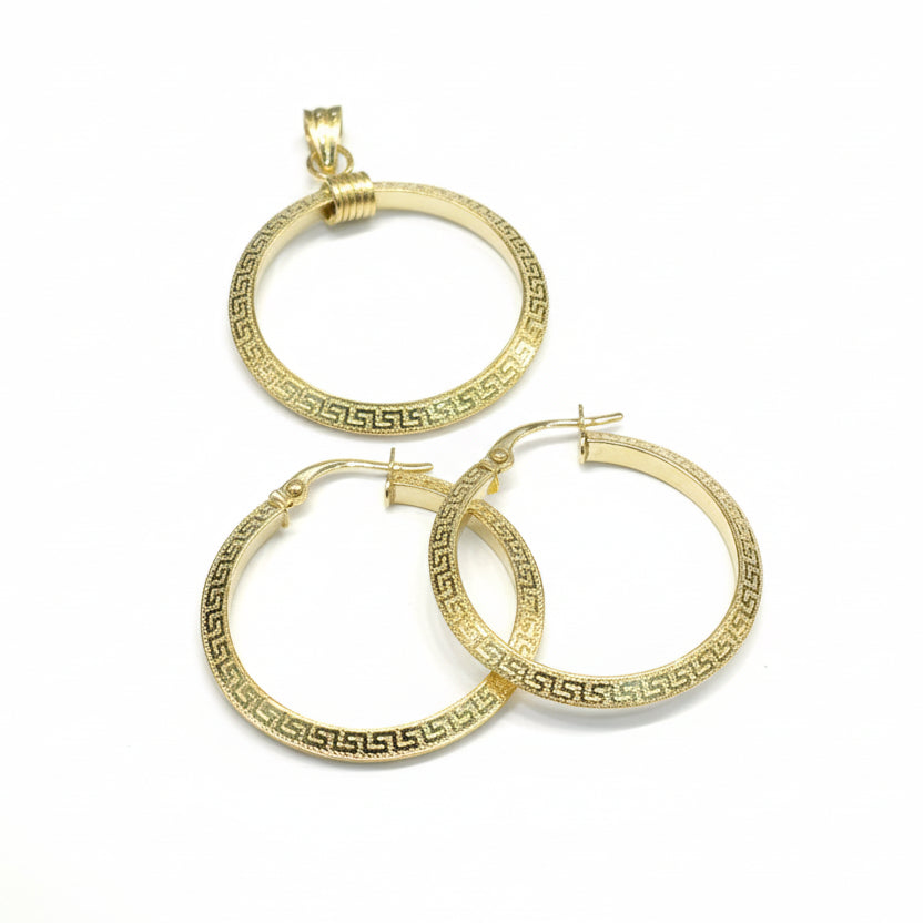 18k Gold Round Maze Jewelry Set