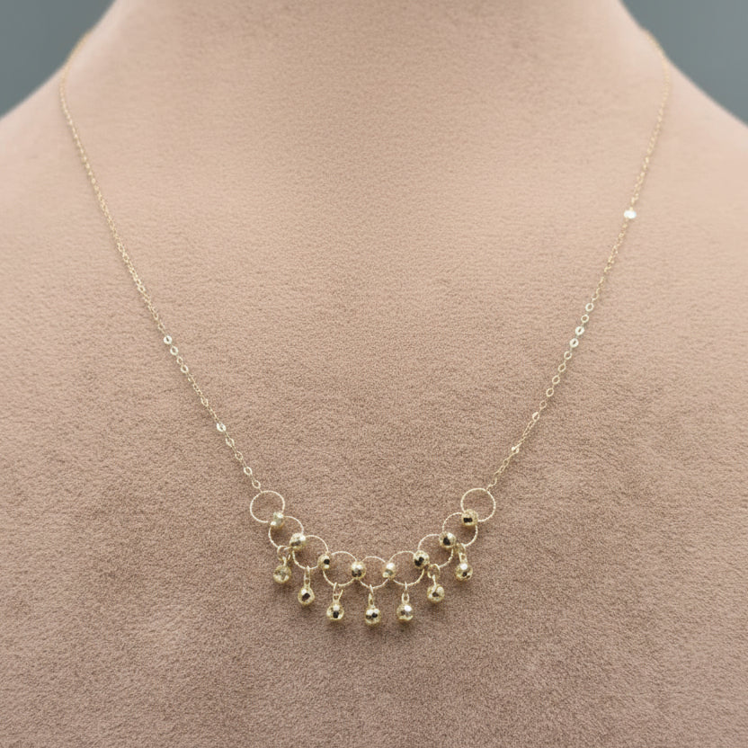 18k Gold 7 Hanging Balls Necklace - 18k Gold Necklace - Embellish Gold Jewelry & Diamond