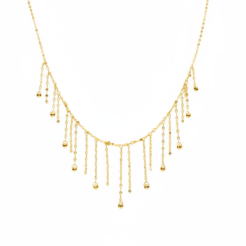 18k Gold Hanging Balls Necklace - 18k Gold Necklace - Embellish Gold Jewelry & Diamond