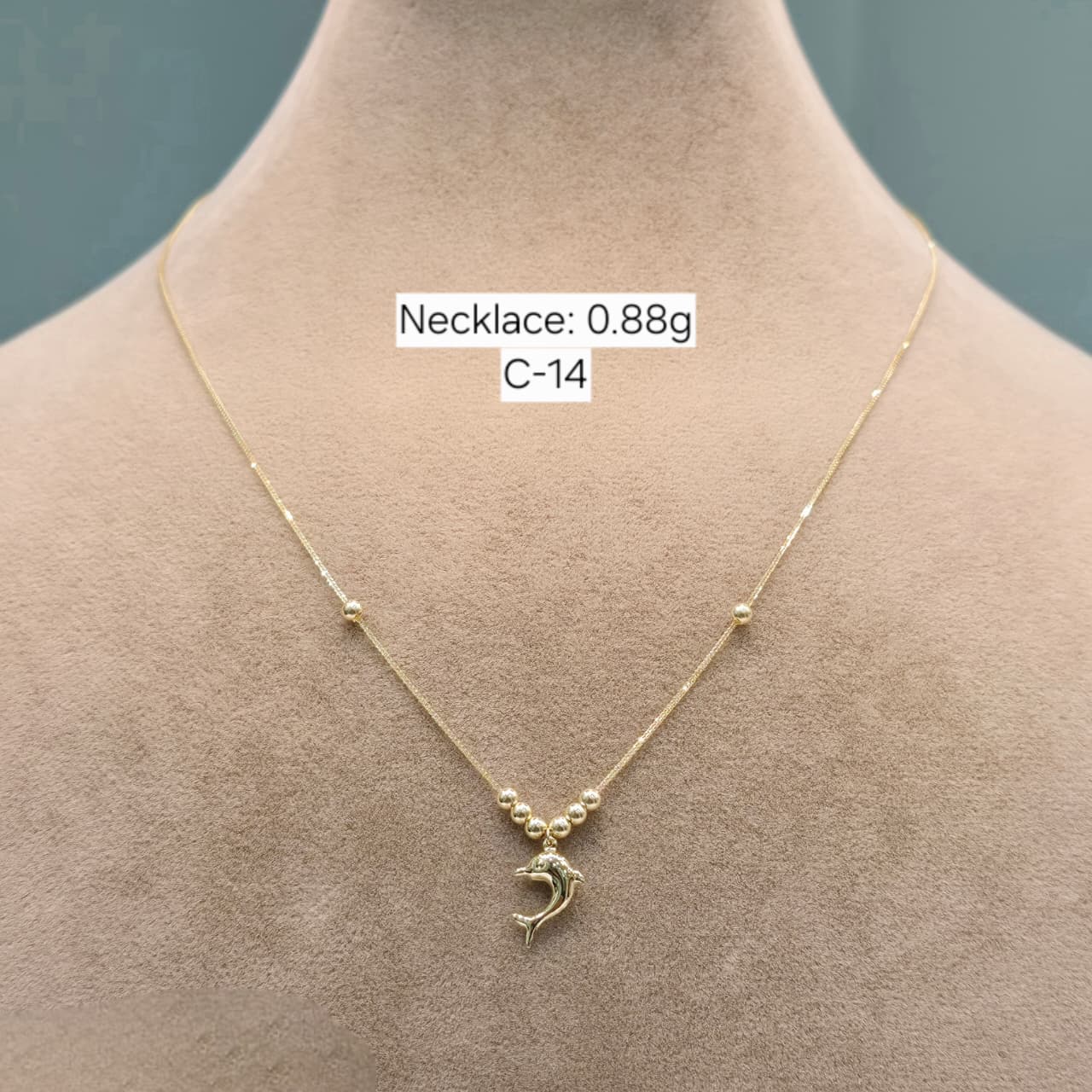 18k Gold Dolphin with Ball Necklace