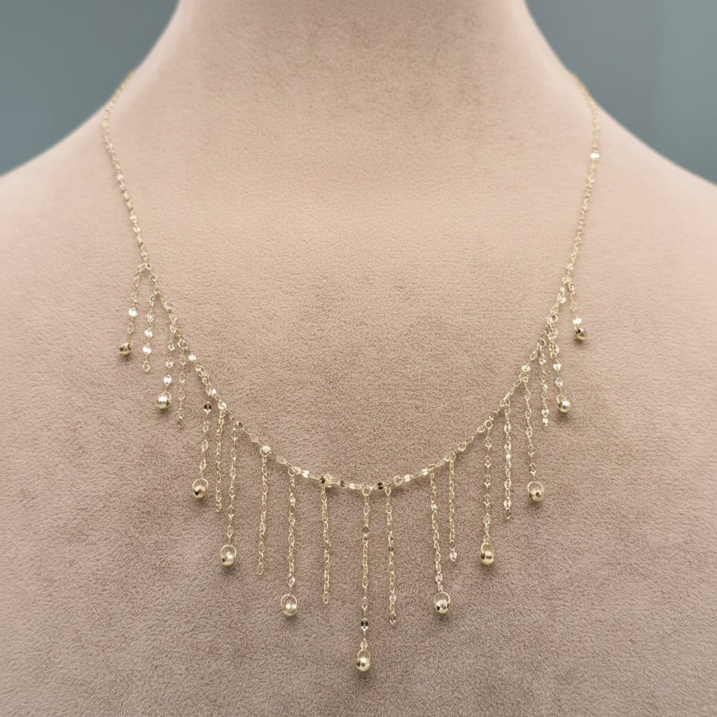 18k Gold Hanging Balls Necklace - 18k Gold Necklace - Embellish Gold Jewelry & Diamond