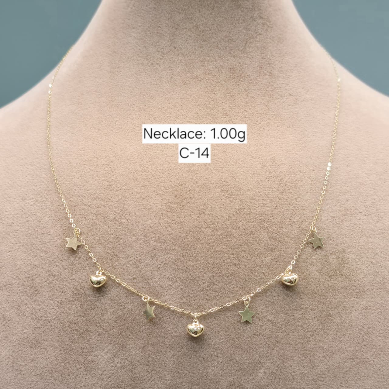 18k Gold Star and Heart Necklace