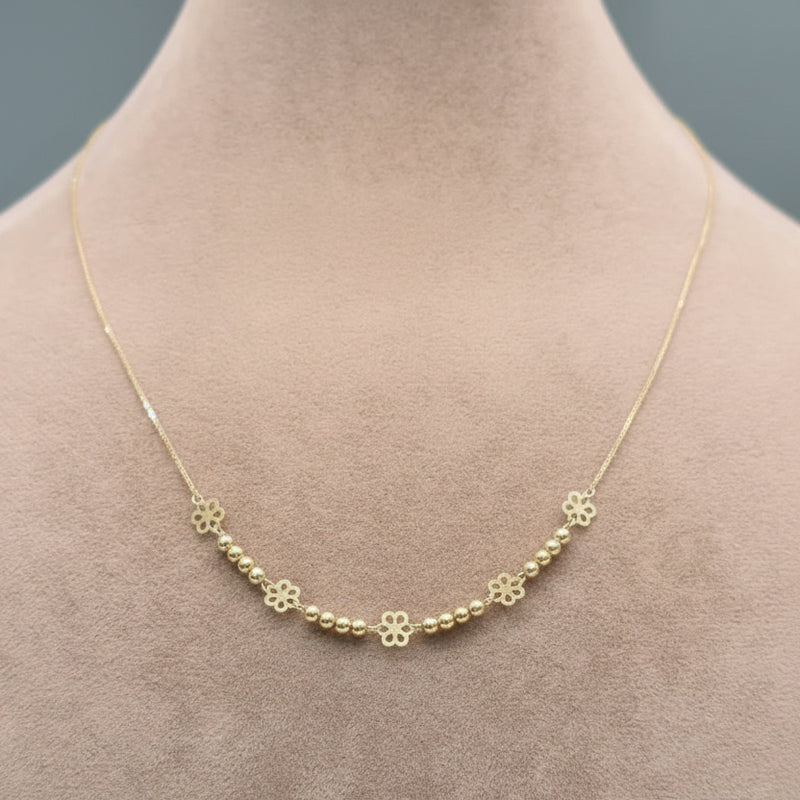 18k Gold Flower with Balls Necklace - مجموعة احتفالية - Embellish Gold Jewelry & Diamond