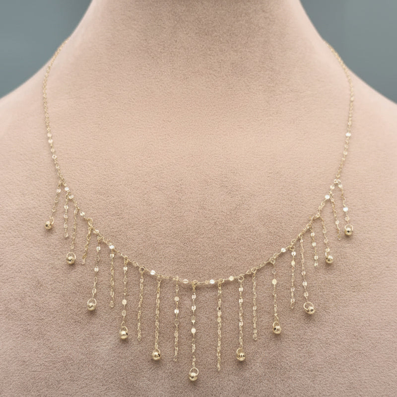 18k Gold Hanging Chain Ball Necklace - 18k Gold Necklace - Embellish Gold Jewelry & Diamond