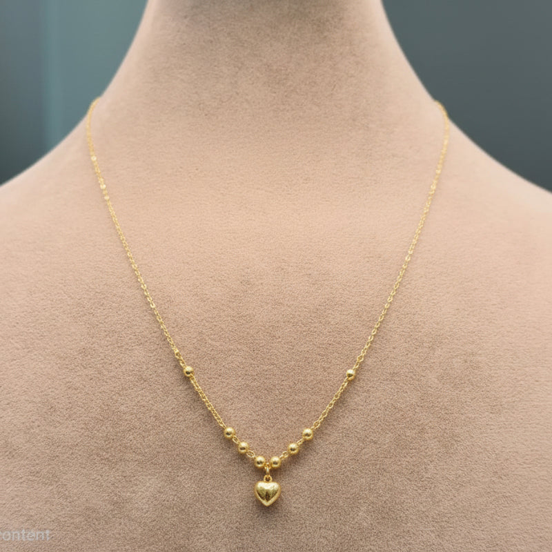 18k Gold Heart with Ball  Necklace - ad collection - Embellish Gold Jewelry & Diamond
