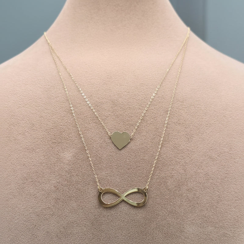 18k Gold Infinity with Heart Necklace - 18k Gold Necklace - Embellish Gold Jewelry & Diamond
