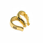 Gold hoop earrings on a light gray background with weight and code information.