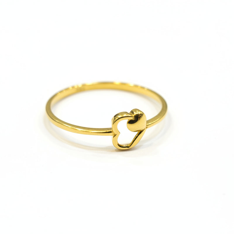 18k Gold Heart with Heart Ring - 18k Gold Ring - Embellish Gold Jewelry & Diamond
