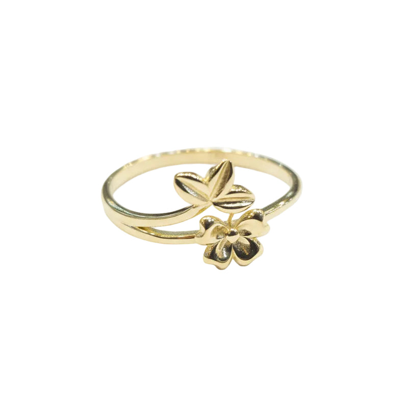 18k Gold Ribbon with 3 Petal Ring - 18k Gold Ring - Embellish Gold Jewelry & Diamond