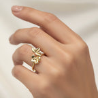18k Gold Ribbon with 3 Petal Ring