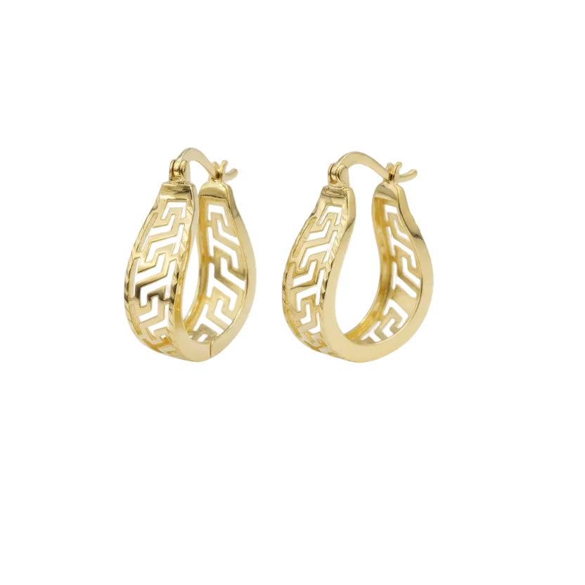 18k Gold Maze Drop Loop Earrings - 18k Gold Earrings - Embellish Gold Jewelry & Diamond