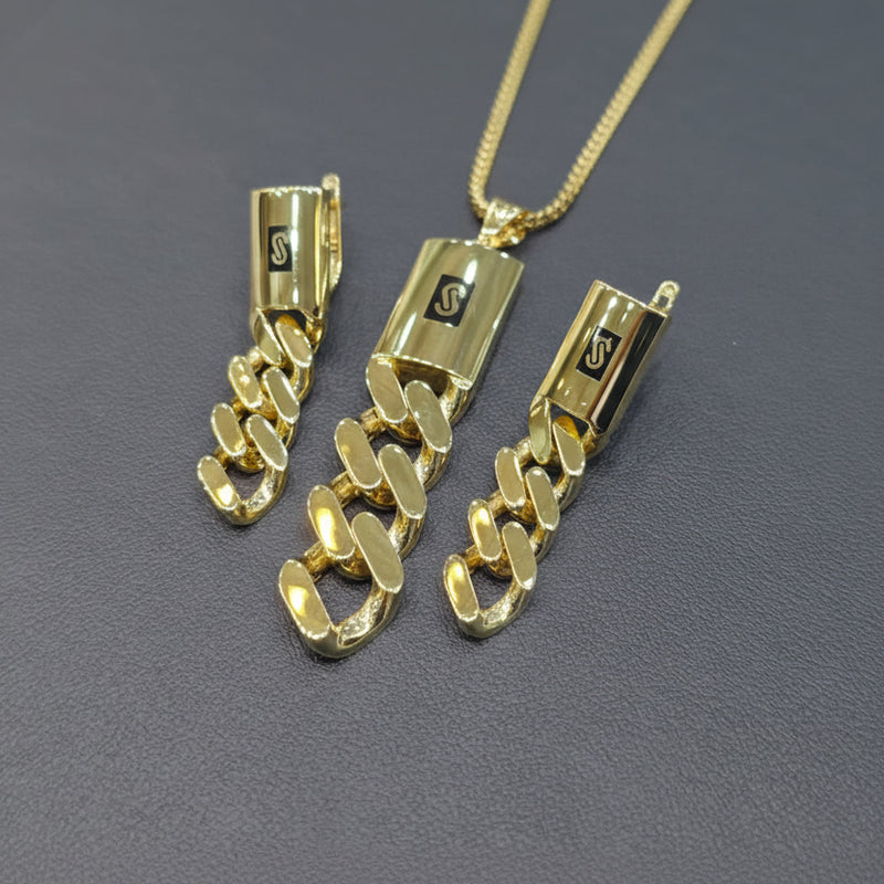 18k Gold Solid Chain Jewelry Set - مجموعة متميزة - Embellish Gold Jewelry & Diamond