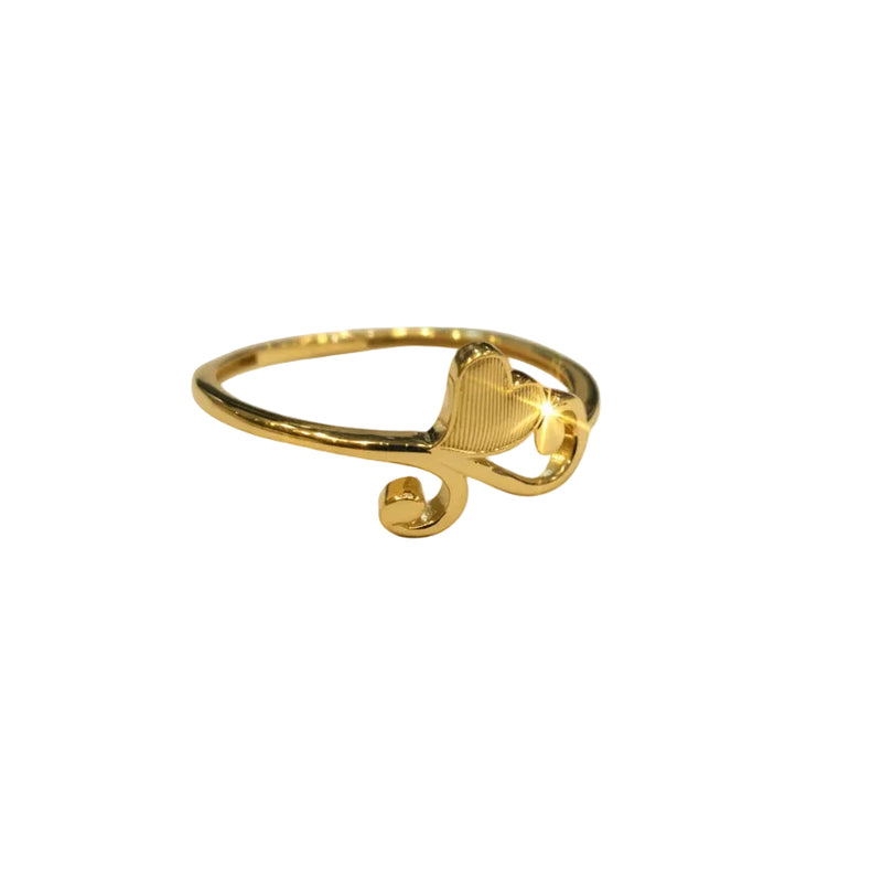 18k Gold Heart Curvy Ring - 18k Gold Ring - Embellish Gold Jewelry & Diamond