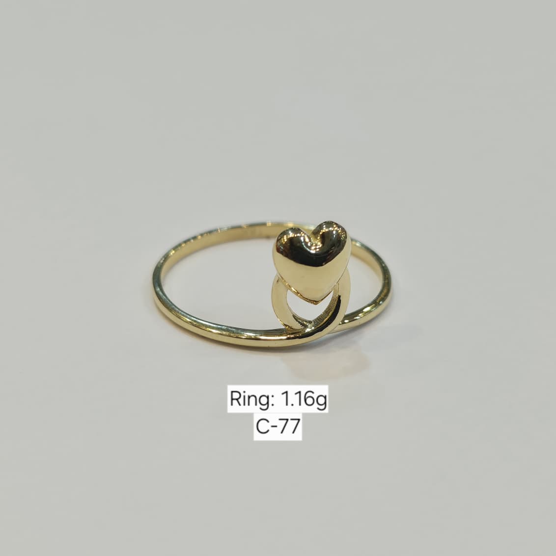 18k Gold Upside Heart Ring