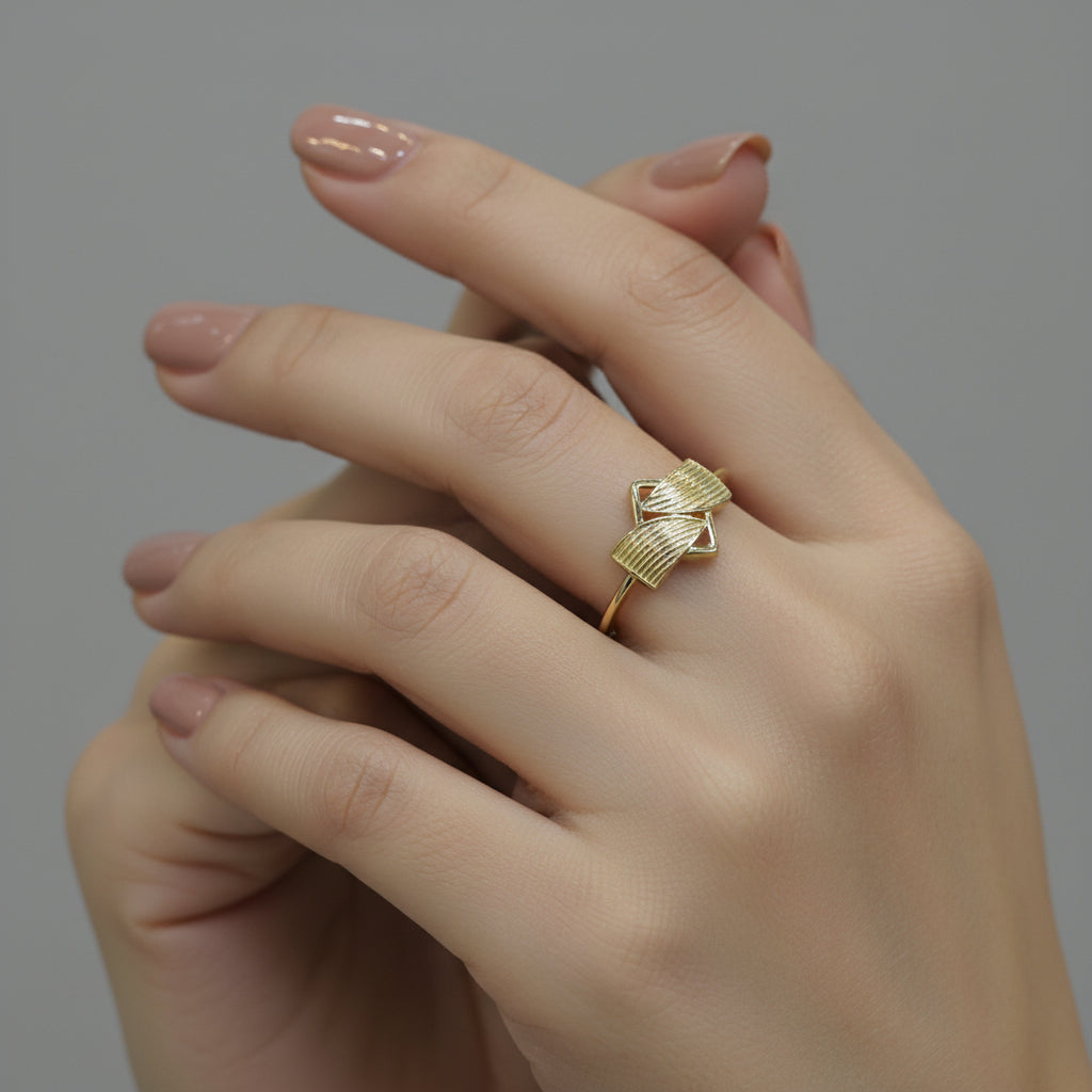 18k Gold Horn Inspired Ring - 18k Gold Ring - Embellish Gold Jewelry & Diamond