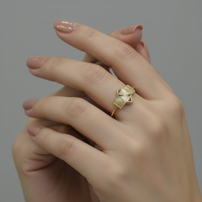 18k Gold Horn Inspired Ring - 18k Gold Ring - Embellish Gold Jewelry & Diamond