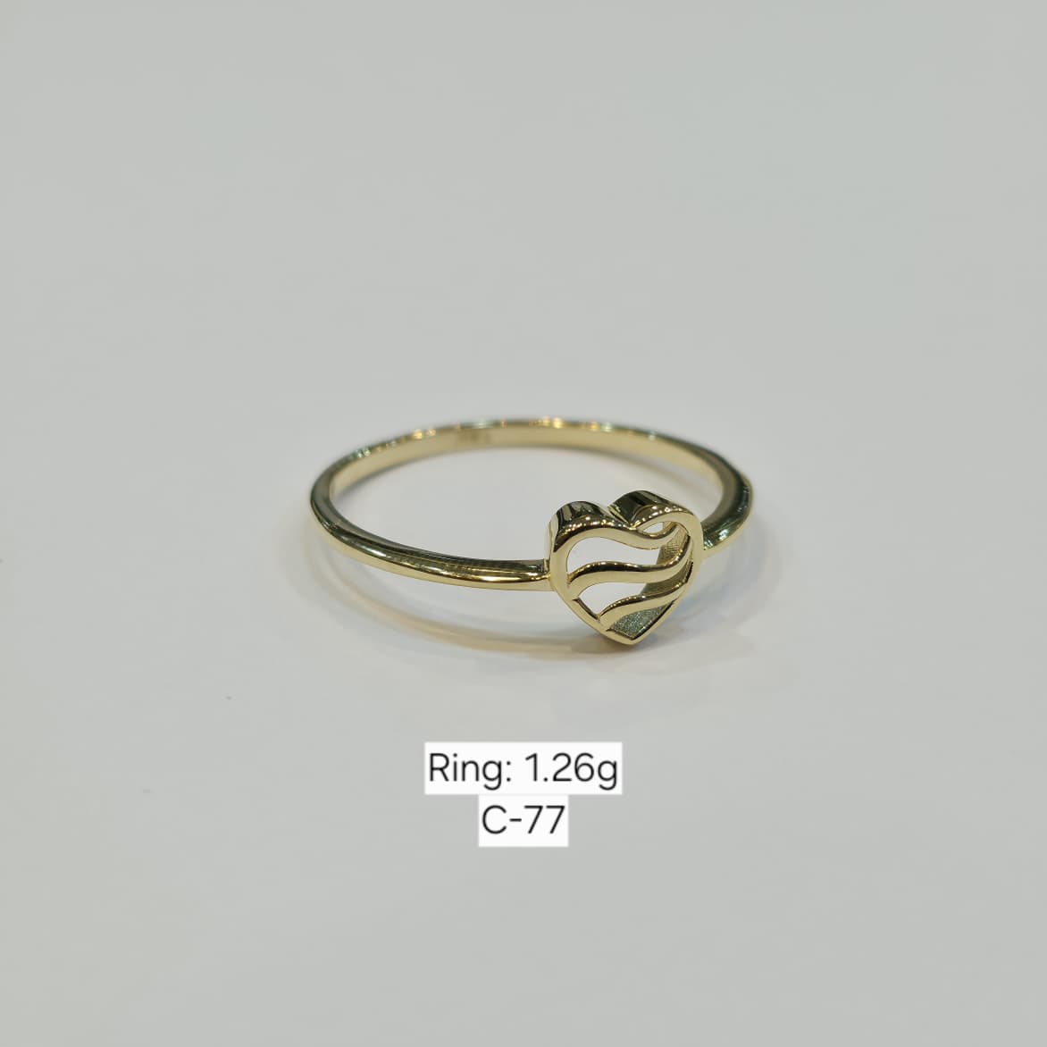 18k Gold Heart with Wavy Line Ring