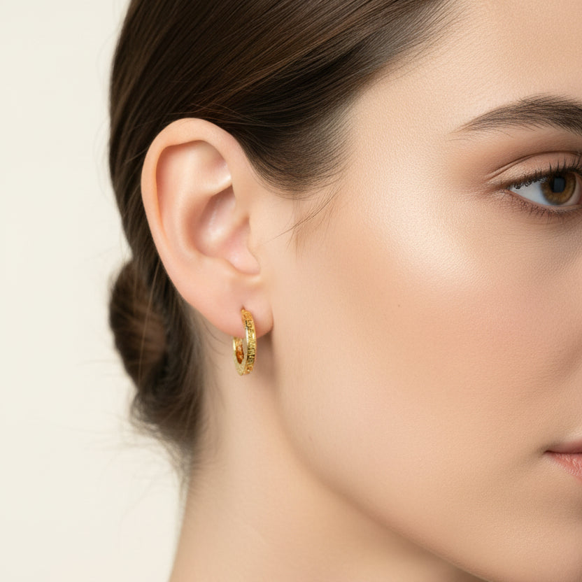 18k Gold Flat Maze Loop Earrings - 18k Gold Earrings - Embellish Gold Jewelry & Diamond
