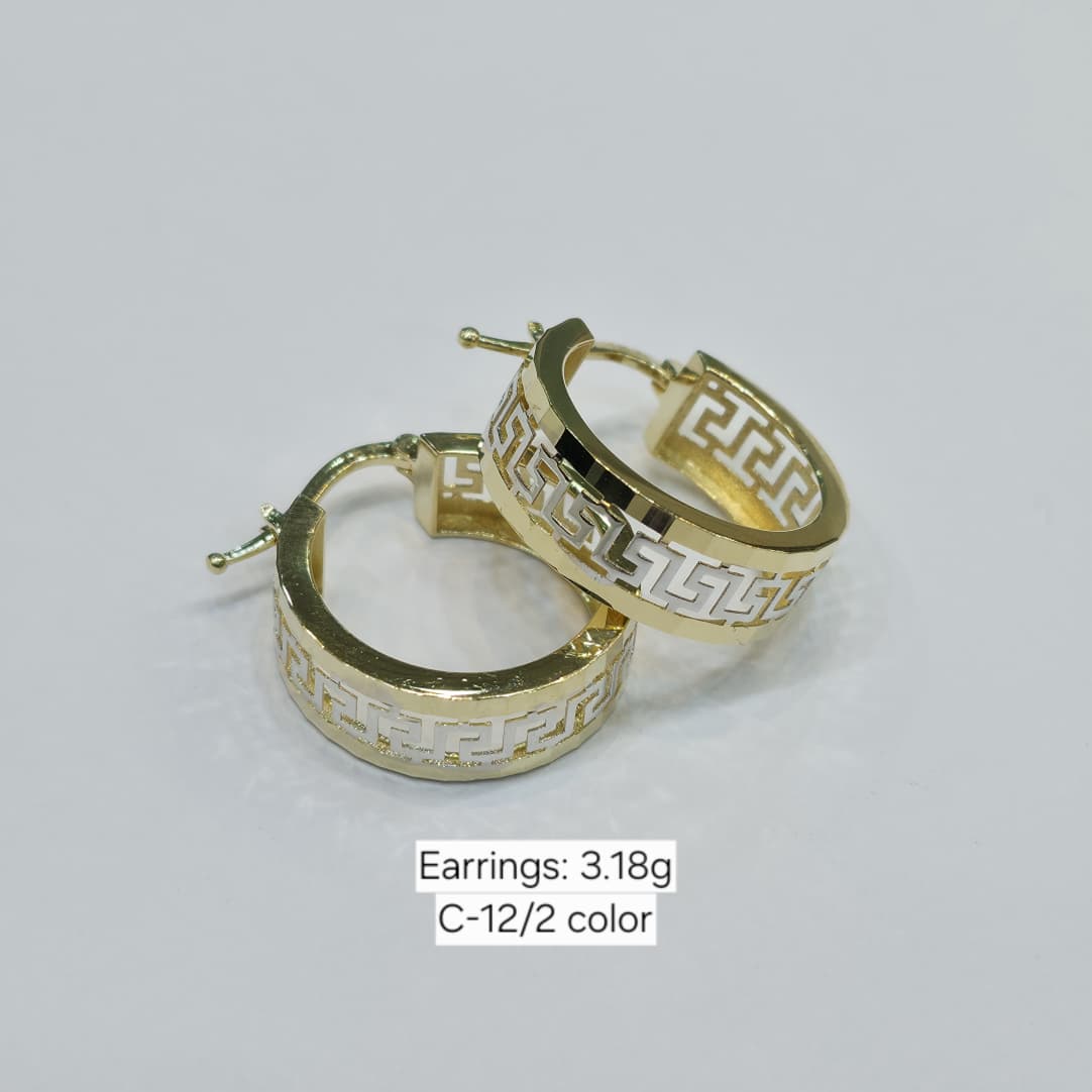 18k Gold Solid Maze Loop Earrings - 18k Gold Earrings - Embellish Gold Jewelry & Diamond