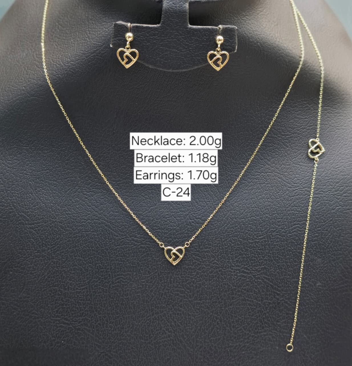 18k Gold Heart in Heart Jewelry Set