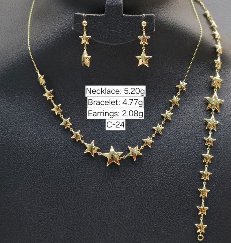 18k Gold Multi Star Jewelry Set - Premium Collection - Embellish Gold Jewelry & Diamond