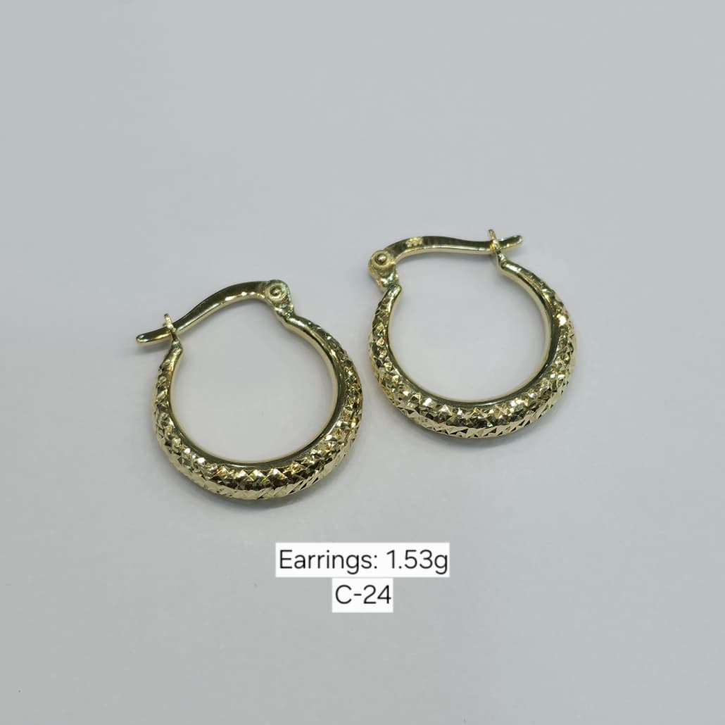 18k Gold Solid Snake Skin Loop Earrings