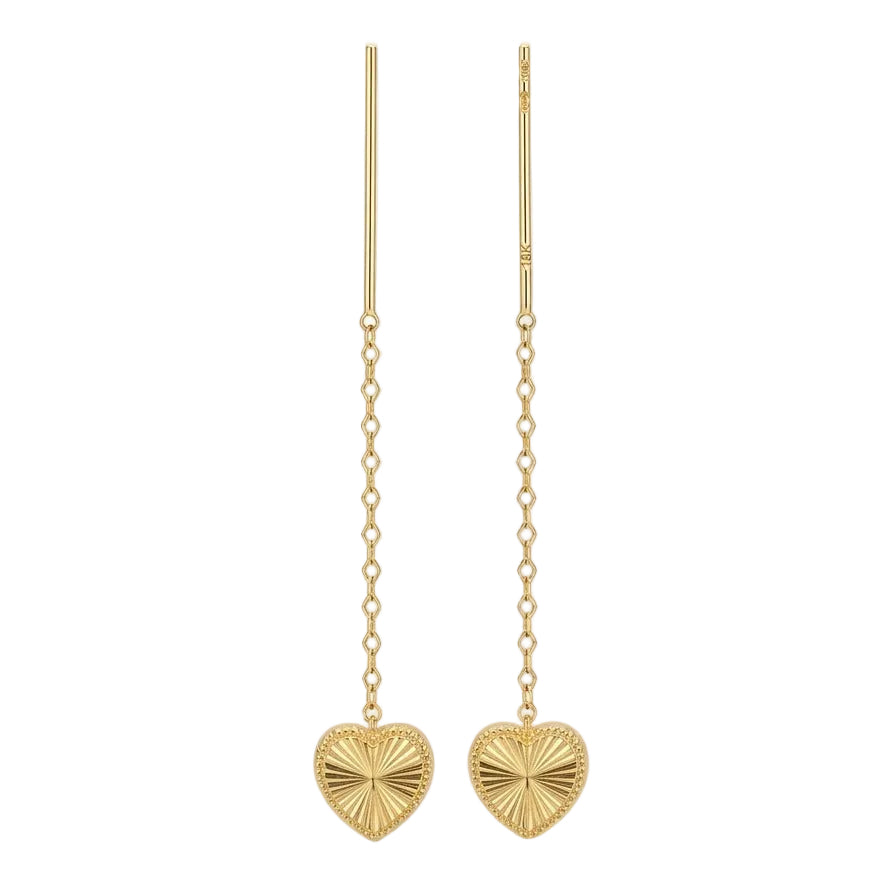 18k Gold Heart Lines Tic Tac Earrings - 18k Gold Earrings - Embellish Gold Jewelry & Diamond