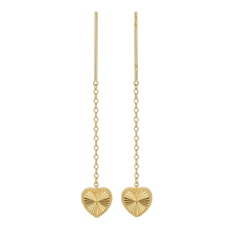 18k Gold Heart Lines Tic Tac Earrings - 18k Gold Earrings - Embellish Gold Jewelry & Diamond