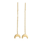 Gold necklace with a crescent moon pendant on a white background
