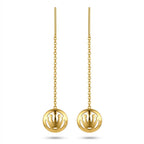 Gold earrings with chain designs on a white background