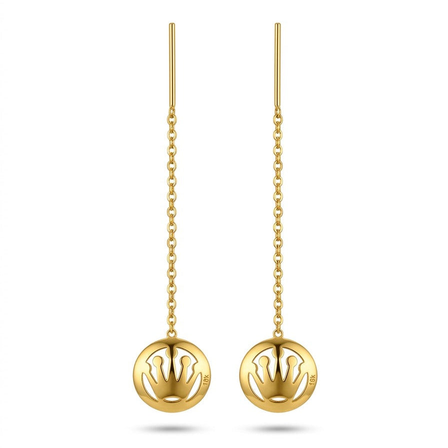 18k Gold Crown Tictac Earrings - 18k Gold Earrings - Embellish Gold Jewelry & Diamond