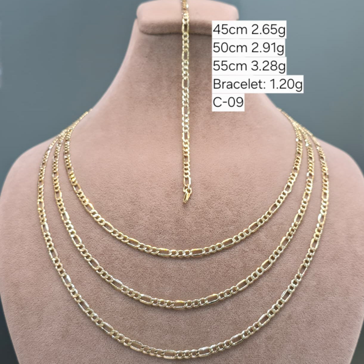 18k Gold Figaro Style Chain - 18k Gold Chain - Embellish Gold Jewelry & Diamond