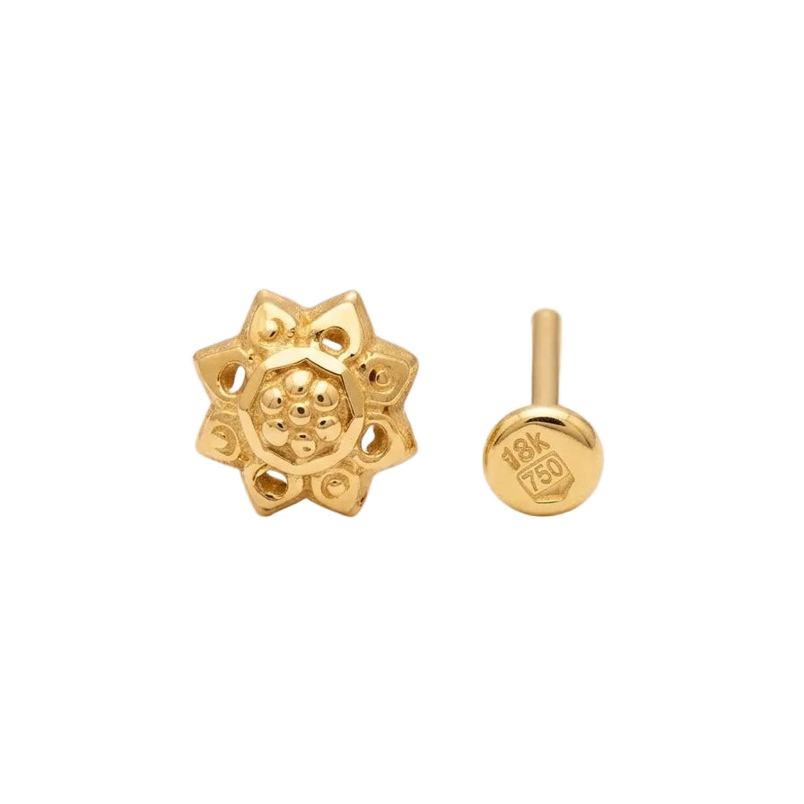 18k Gold Spiral Nose Pin