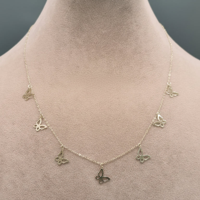18k Gold 7 Plain Butterfly Necklace - 18k Gold Necklace - Embellish Gold Jewelry & Diamond
