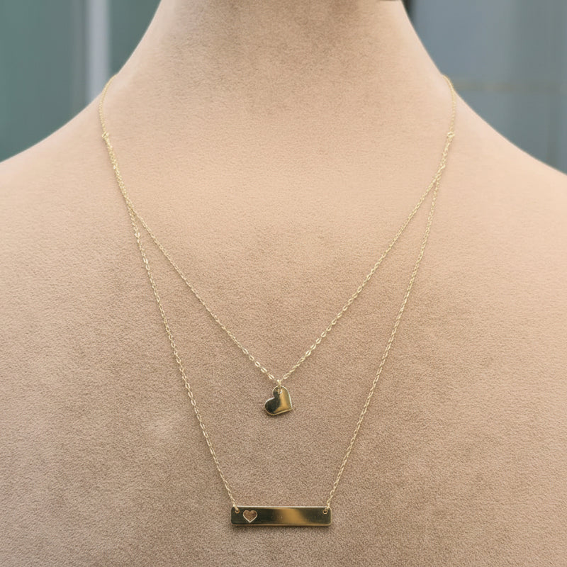 18k Gold 2 Layer Heart in Heart Necklace - Products - Embellish Gold Jewelry & Diamond