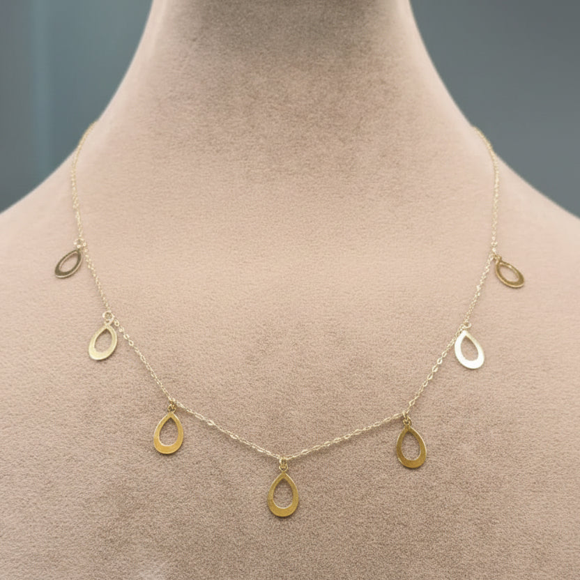18k Gold 7 Drops Necklace - 18k Gold Necklace - Embellish Gold Jewelry & Diamond